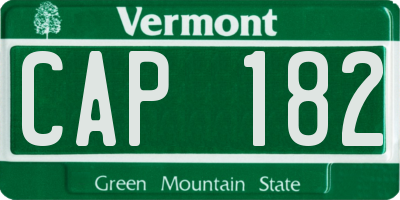 VT license plate CAP182