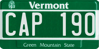 VT license plate CAP190