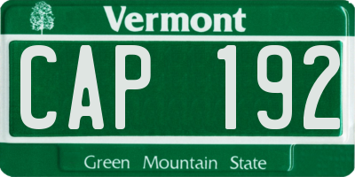 VT license plate CAP192