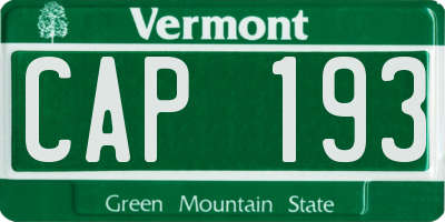 VT license plate CAP193