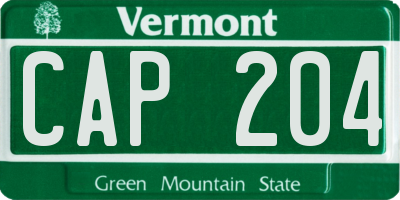 VT license plate CAP204