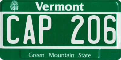 VT license plate CAP206