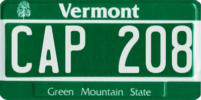 VT license plate CAP208