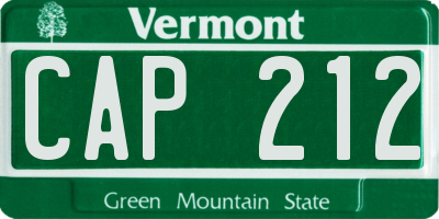 VT license plate CAP212