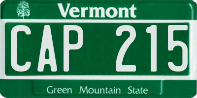 VT license plate CAP215