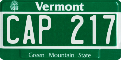 VT license plate CAP217