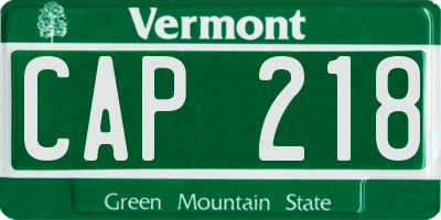 VT license plate CAP218