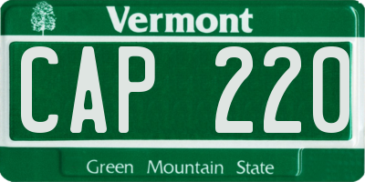 VT license plate CAP220