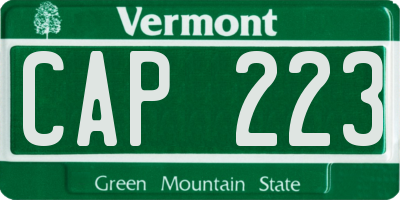 VT license plate CAP223