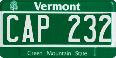 VT license plate CAP232