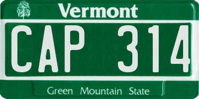 VT license plate CAP314