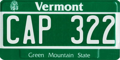 VT license plate CAP322