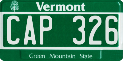 VT license plate CAP326
