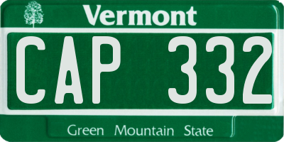 VT license plate CAP332