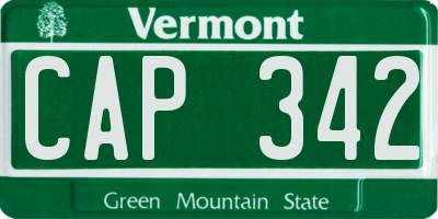 VT license plate CAP342