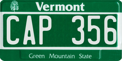 VT license plate CAP356