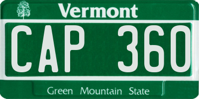 VT license plate CAP360