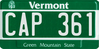 VT license plate CAP361