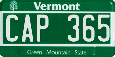 VT license plate CAP365