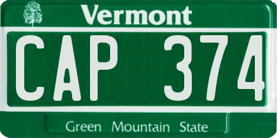VT license plate CAP374