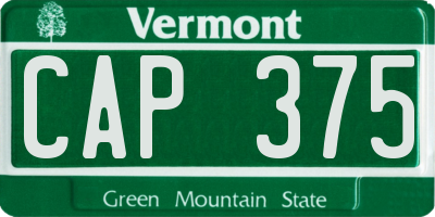 VT license plate CAP375
