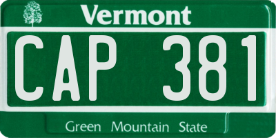 VT license plate CAP381