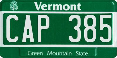 VT license plate CAP385