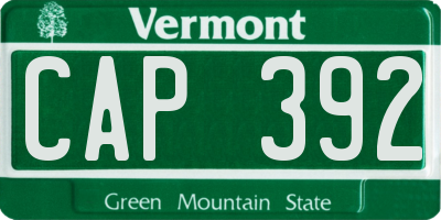 VT license plate CAP392