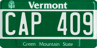 VT license plate CAP409