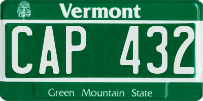 VT license plate CAP432