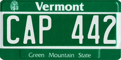 VT license plate CAP442