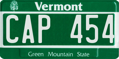 VT license plate CAP454