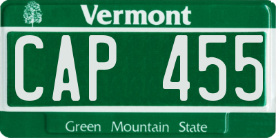 VT license plate CAP455