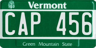 VT license plate CAP456