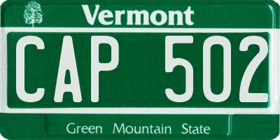 VT license plate CAP502