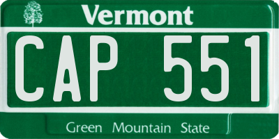 VT license plate CAP551