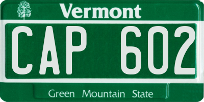 VT license plate CAP602
