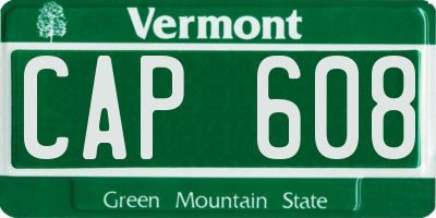 VT license plate CAP608