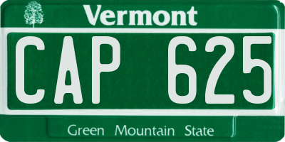 VT license plate CAP625