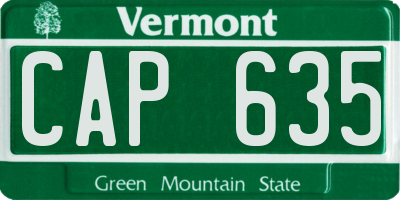 VT license plate CAP635