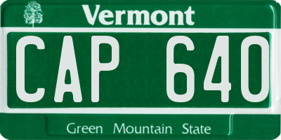 VT license plate CAP640