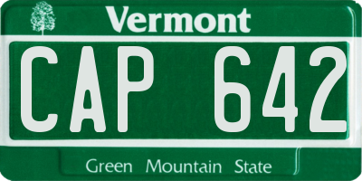 VT license plate CAP642