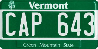 VT license plate CAP643