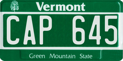 VT license plate CAP645
