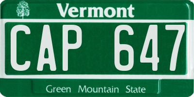 VT license plate CAP647