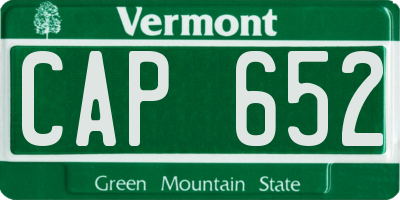 VT license plate CAP652
