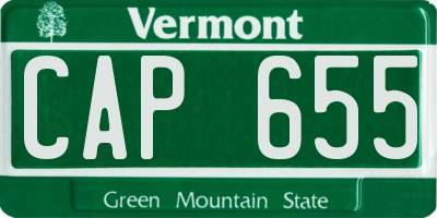 VT license plate CAP655