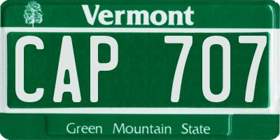 VT license plate CAP707
