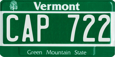 VT license plate CAP722