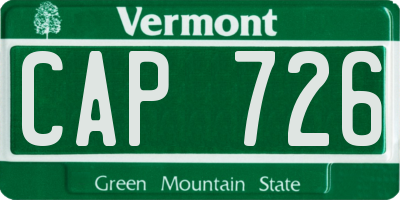 VT license plate CAP726
